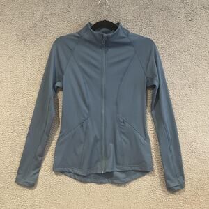 Spyder Active Jacket Womens Small Blue Full Zip Thumb Holes Stretch Athletic Top